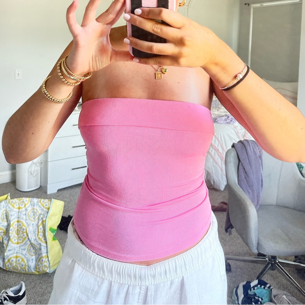 Pink Strapless Tube Top